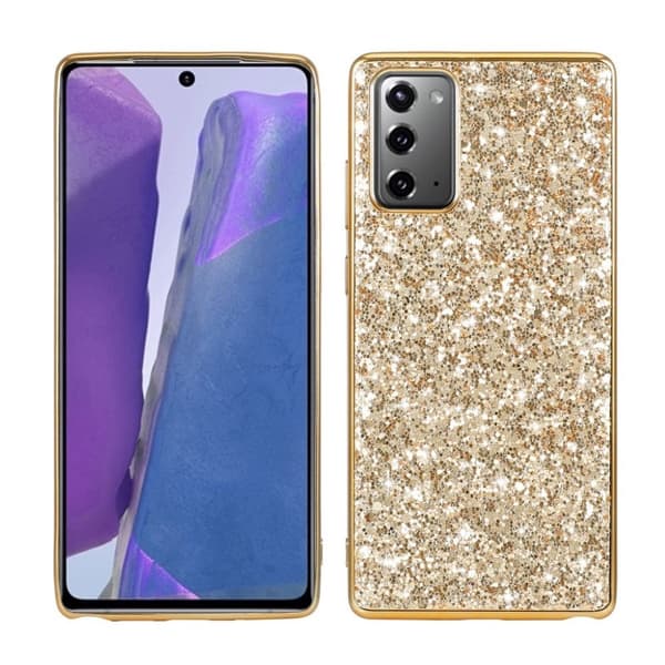 Glitter Samsung Galaxy Note 20 Etui - Gull Gold