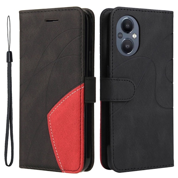 Tekstureret OnePlus Nord N20 5G læderetui med rem - Sort Black