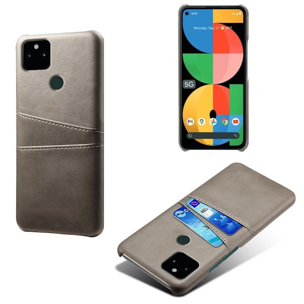 Dual Card Etui Google Pixel 5a - Grå Silver grey