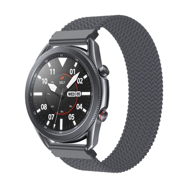 Elastisk flettet nylonklokkerem til Samsung Galaxy Watch 4 - Space Grey Størrelse: Xs Silver grey