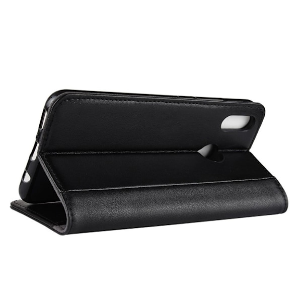 Huawei P Smart Plus aito haljais nahkainen lomapkko suojakotelo magneetti lukolla - Musta Black