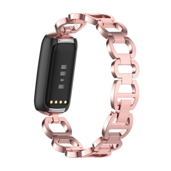 Fitbit Luxe moderiktigt armband klockarmband i rostfritt stål - Rosa Ros Rosa