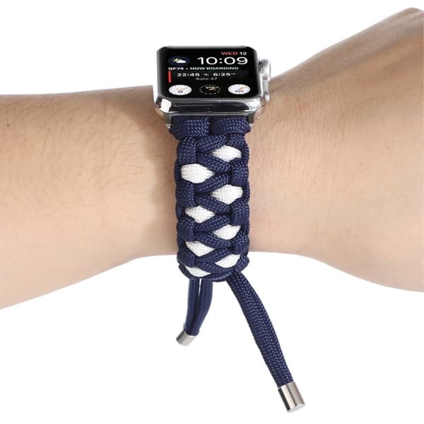 Apple Watch (45 mm) unik nylon-urrem - Mørkeblå / Hvid Blue