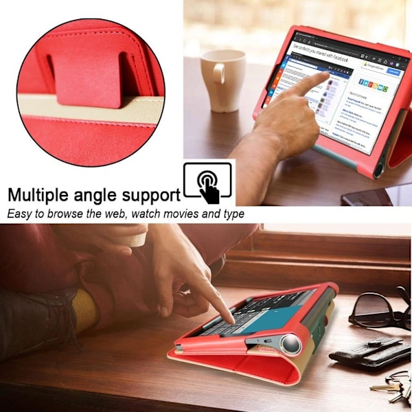 Lenovo Yoga Smart Tab 10.1 viileä business-tyylinen nahkakotelo - Punainen Red
