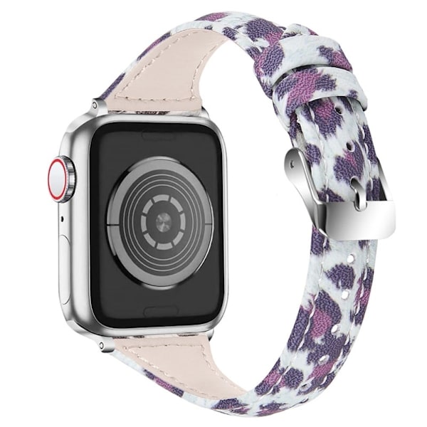 Apple Watch (41mm) urrem i ægte læder med leopardmønster - Sort Leopard Multicolor