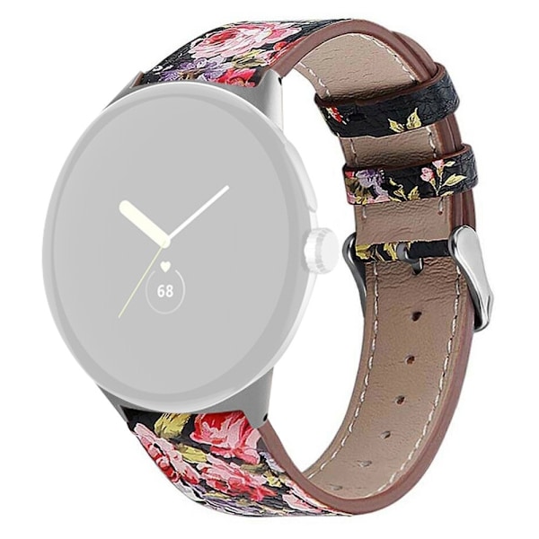 Google Pixel Watch urrem i ægte læder - Sort / Rose Black