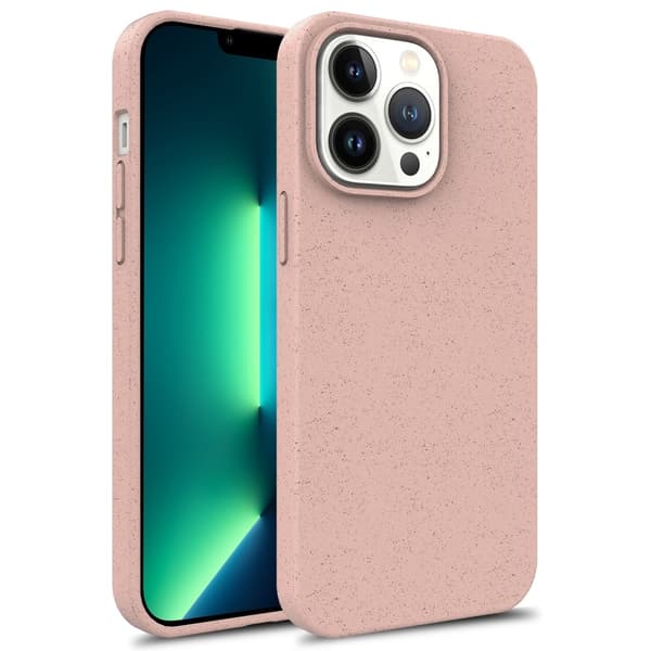 För iPhone 16 Pro Fodral Miljövänligt vetestrå+TPU-skyddande mobilskal - Rosa Rosa