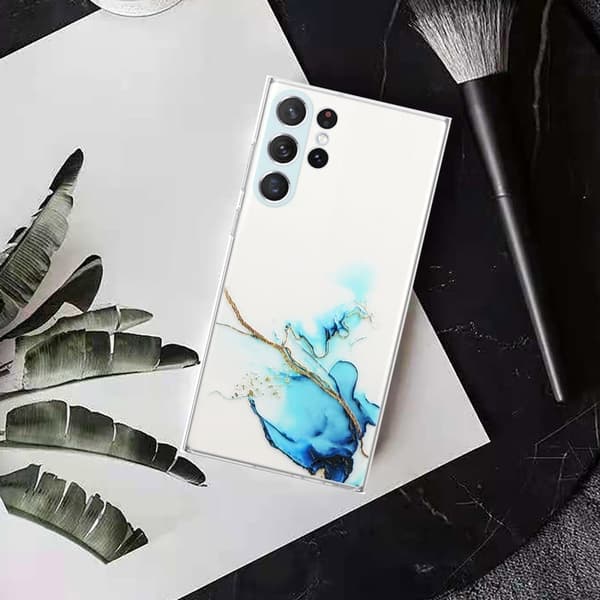 Marmormotiv Samsung Galaxy S23 Ultra skal - Blå Blå
