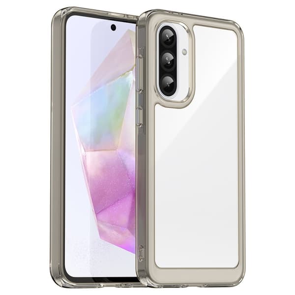 Samsung Galaxy A36 älykäs akryylikansi - Läpinäkyvä Harmaa Silver grey