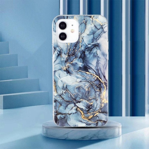 Marble design iPhone 12 Mini cover - Grå Silver grey