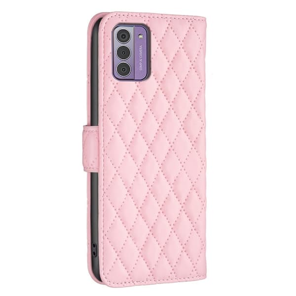 Rhombus mat Nokia G42 flip etui - Pink Pink
