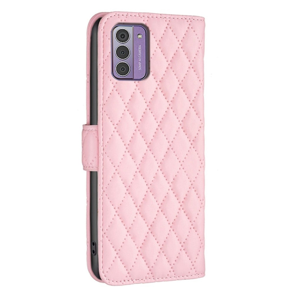 Rombemønster, matt flip-deksel for Nokia G42 - Rosa Pink