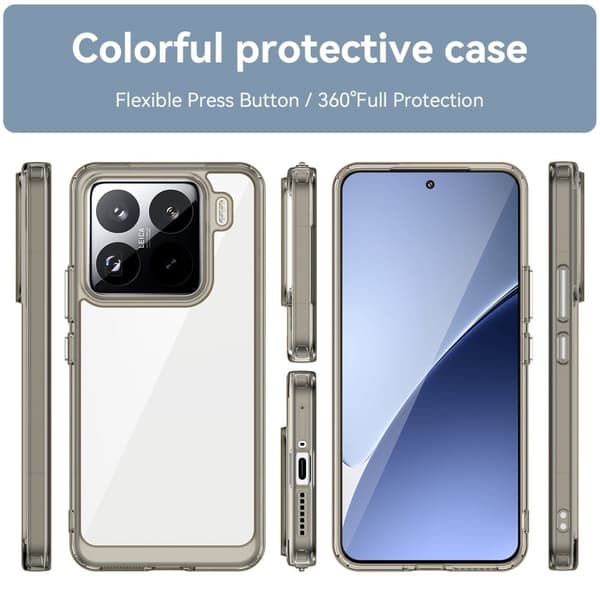 Xiaomi 15 Pro älykäs akryylikansi - Läpinäkyvä Harmaa Silver grey