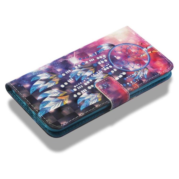 iPhone Xs Max flip cover i mønstret læder - Feather Dream Catcher Multicolor