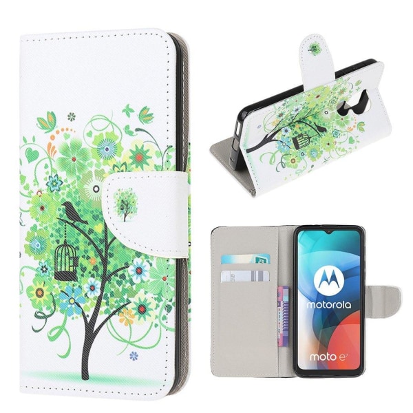 Wonderland Motorola Moto E7 flip kuoret - Vihreä Puu Green