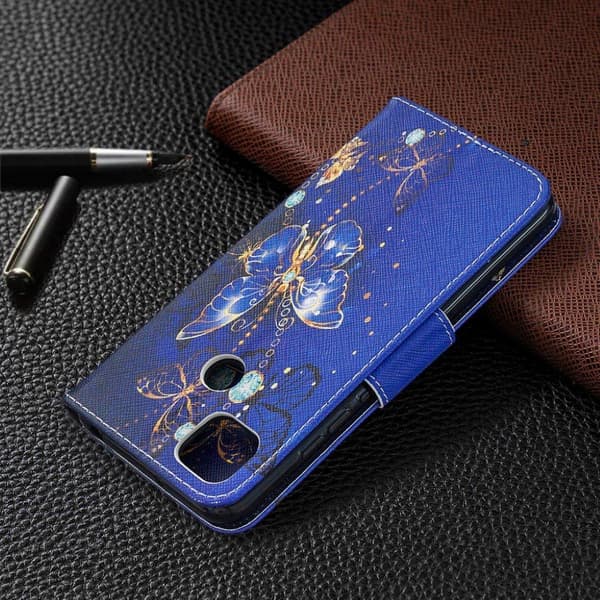 Wonderland Xiaomi Redmi 9C Läppäkotelo - Dark Sininen Perhonen Blue