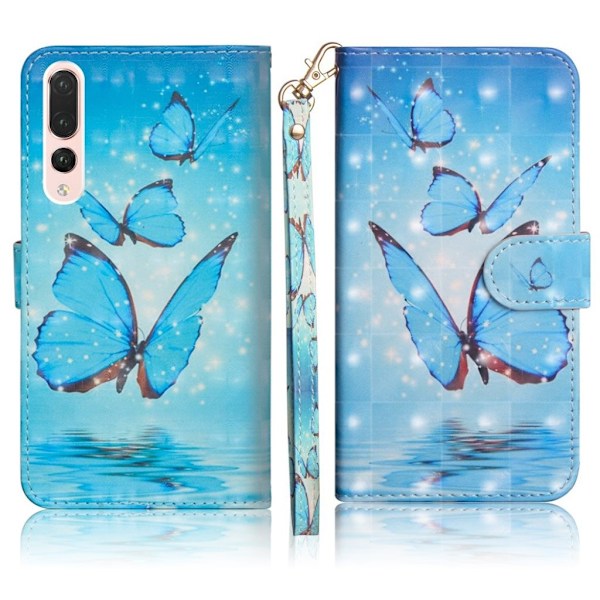 Butterfly läder Huawei P20 Pro fodral - Blå Blå