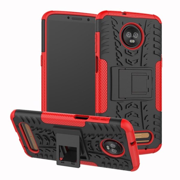 Motorola Moto Z3 Play cool dæk kickstand hybrid case - Rød Red