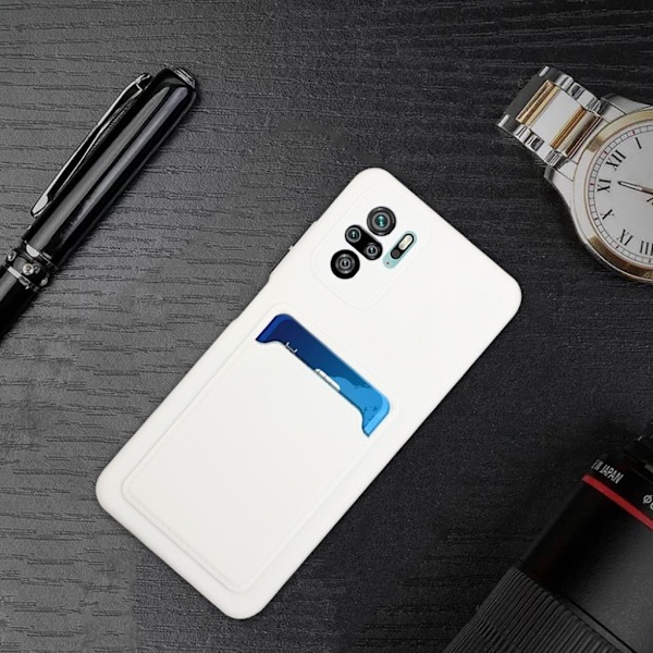 Card Holder Cover til Xiaomi Redmi Note 10 / Note 10s - Hvid White