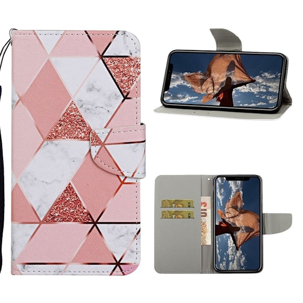 Wonderland iPhone 12 Pro / iPhone 12 flip etui - Marmor Tekstur Pink