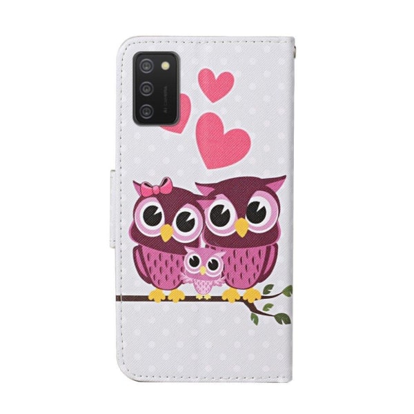 Wonderland Samsung Galaxy A02s Flip etui - Owl and Heart Multicolor