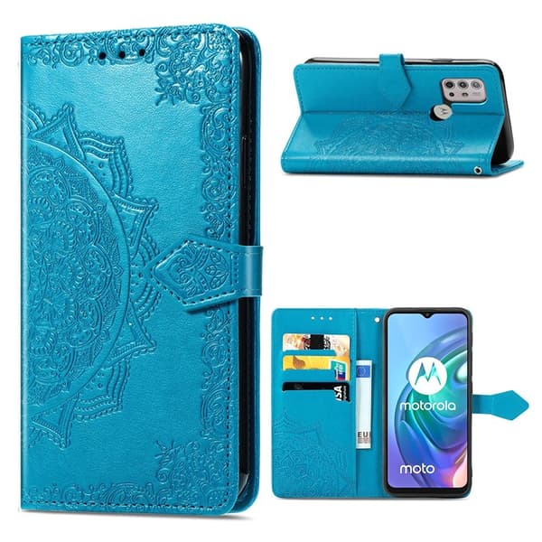 Butterfly läder Motorola Moto G10 fodral - Blå Blå