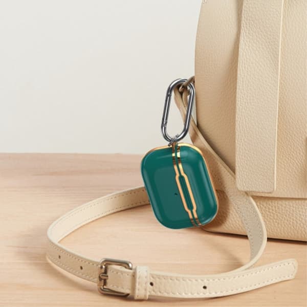 AirPods Pro 2 -galvanointikotelo koukulla - Mustanvihreä / Hopea Green