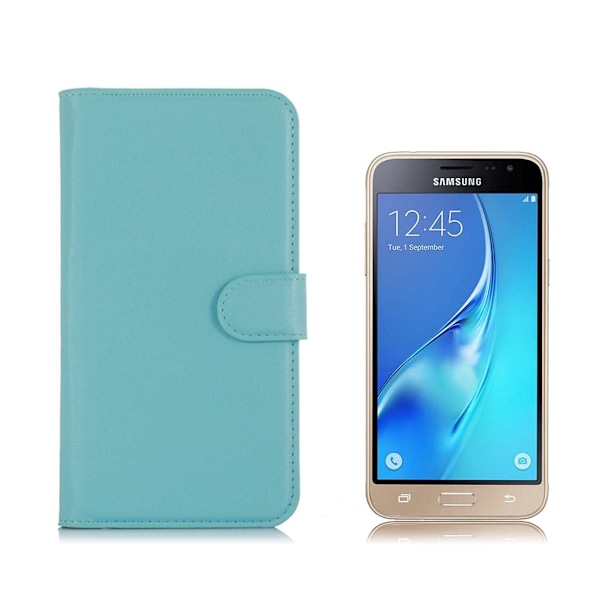 Samsung Galaxy J3 / J3 (2016) Litsi Pintainen Nahkakotelo - Vaaleansininen Blue