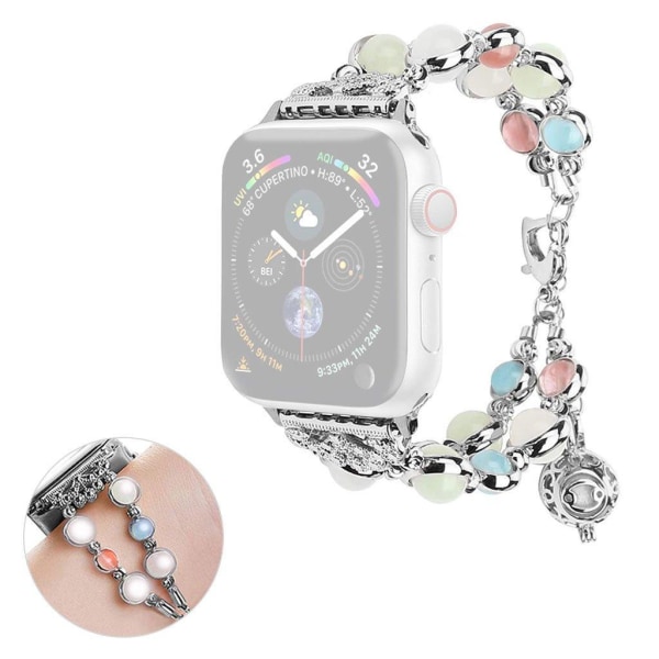 Apple Watch 42mm - 44mm elegant klockarmband med självlysande pärondekor - Silver Silvergrå