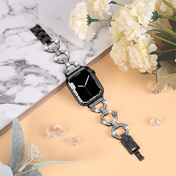 Elegant urrem med rhinestone-dekor til Apple Watch Series 8 (41mm) - Sort Black