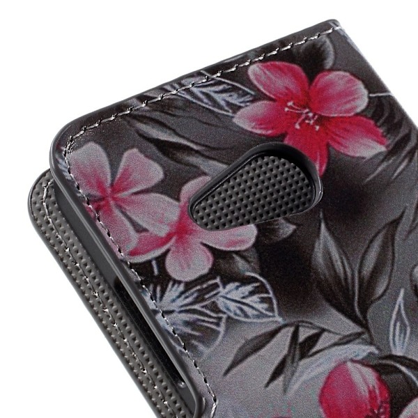 Moberg Microsoft Lumia 550 Lær Etui - Røde Blomster Multicolor