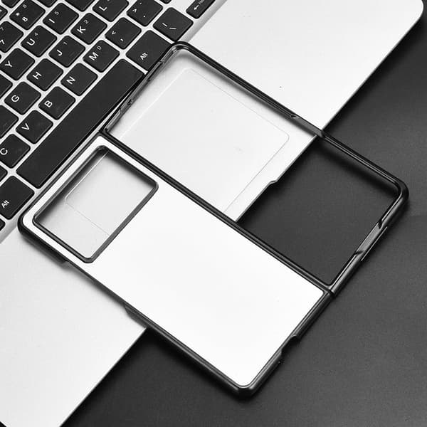 TECNO Phantom V Fold2 Case Carbon Fiber Texture Shockproof Vegan Leather Phone Cover - White White