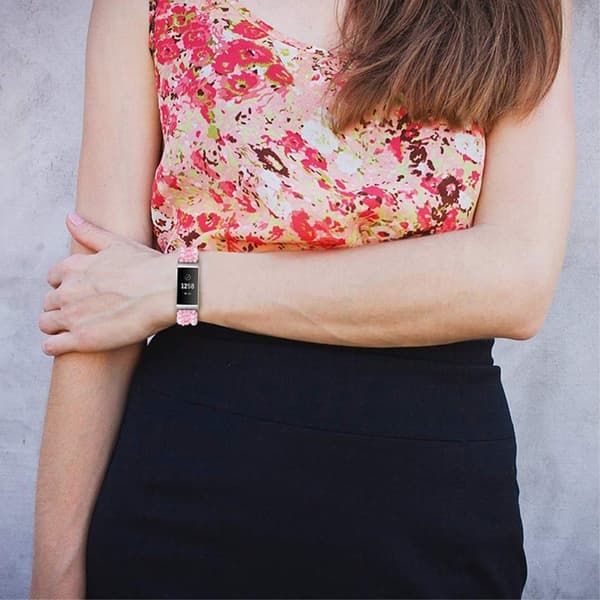 Fitbit Charge 4 / 3 moteriktig orb nylonklokkerem - Rosa Pink