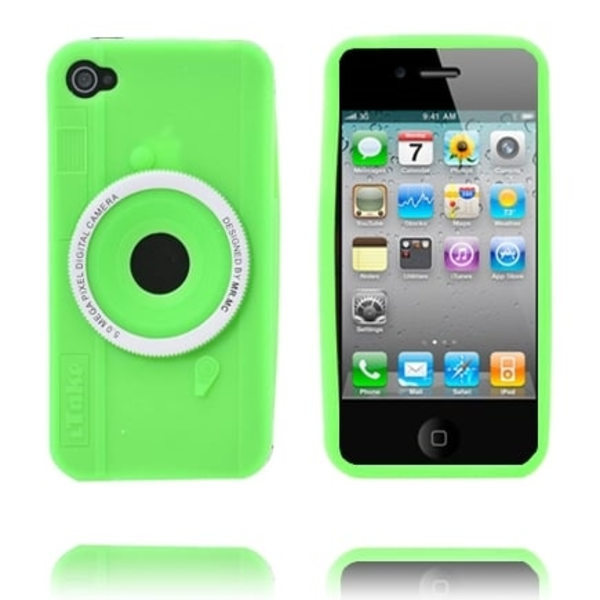 Kamera (Vihreä) iPhone 4 Silikonikuori Green