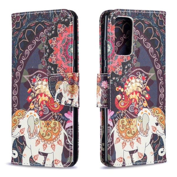 Wonderland Samsung Galaxy Note 20 Flip Etui - Blomst og Elefant Multicolor