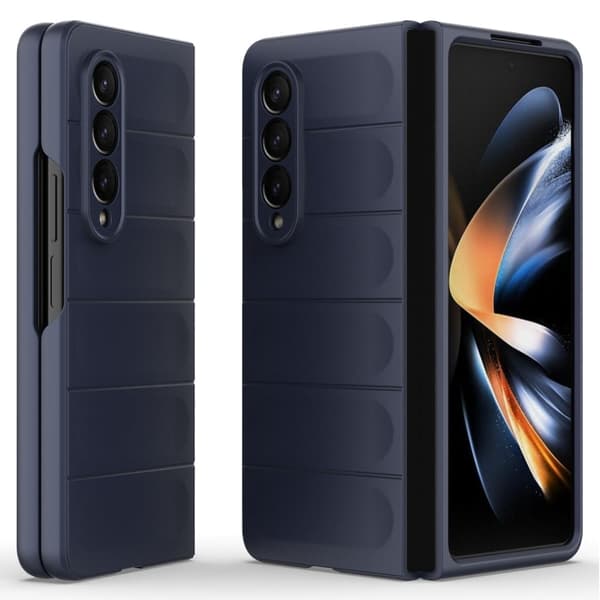 Mjukt greppformat Samsung Galaxy Z Fold4 skal - Mörkblå Blå