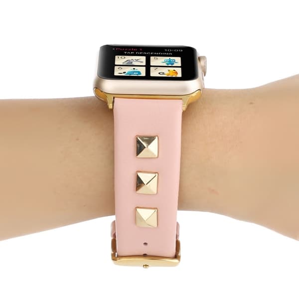 Apple Watch Series 8 (45mm) / Watch Ultra ægte læderrem - Lyserød / Lyserød Pink