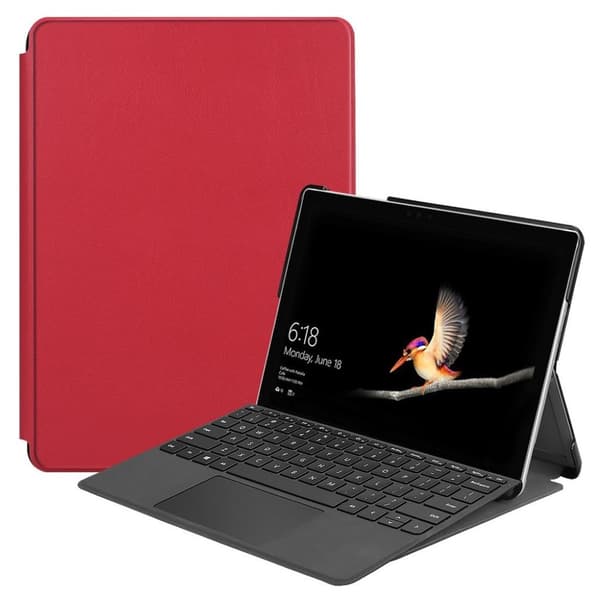 Microsoft Surface Go 10 skyddsfodral syntetläder plast stående - Röd Röd