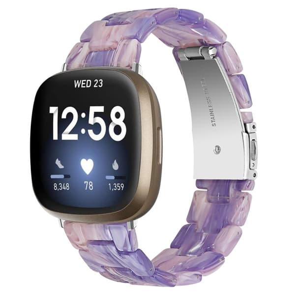 Fitbit Sense / Versa klockarmband i resin-stil - Lila / Rosa Blommor Rosa
