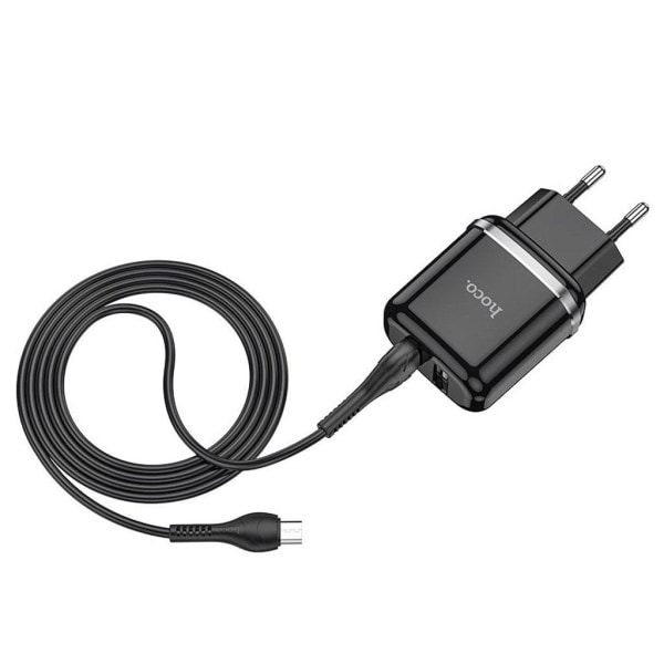 HOCO N4 Aspiring dual port charger set (for Micro)(EU) - Sort Black