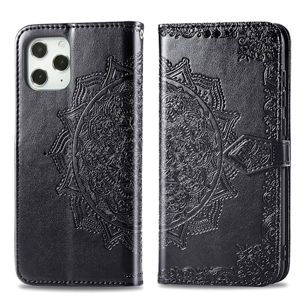 Mandala iPhone 12 Pro Max nahkakotelo - Musta Black
