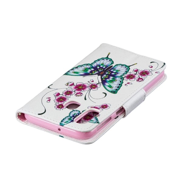 Samsung Galaxy A40 mönstrat läderfodral - Fjärilar Och Blommor multifärg