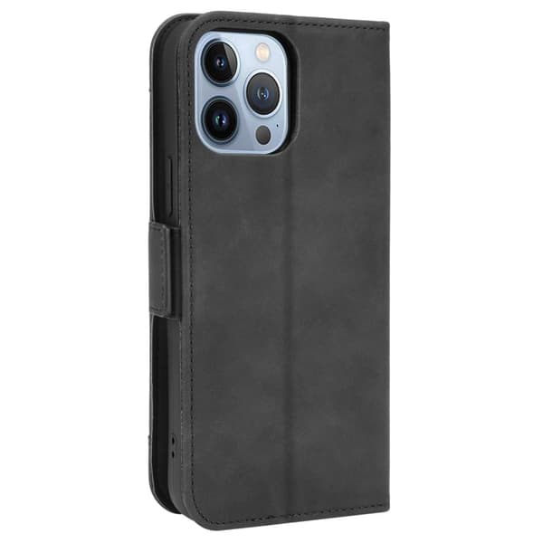 Stilig Læretui med Lommebok til iPhone 14 Pro Max - Svart Black