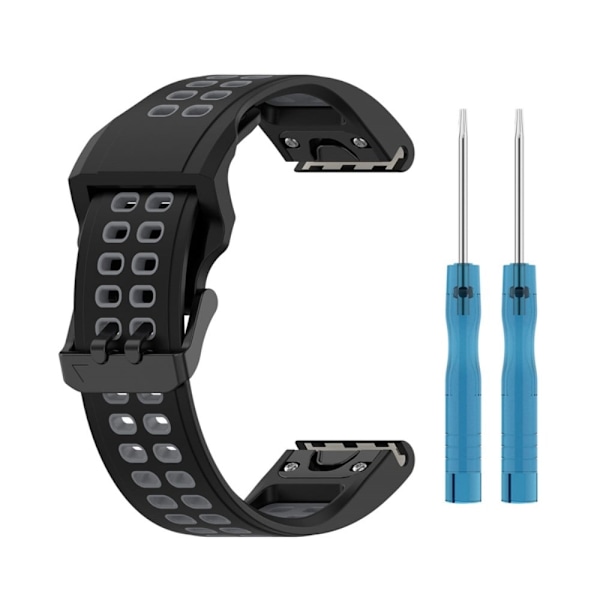 Garmin Enduro 2 / Tactix 7 / Fenix 7 tofarvet silikone urrem - Sort / Grå Black