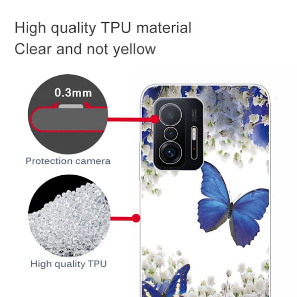 Marble Xiaomi 11T Etui - Blå Sommerfugle Multicolor