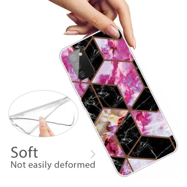 Marble Samsung Galaxy A02s Etui - Black and Rose Marble Pink