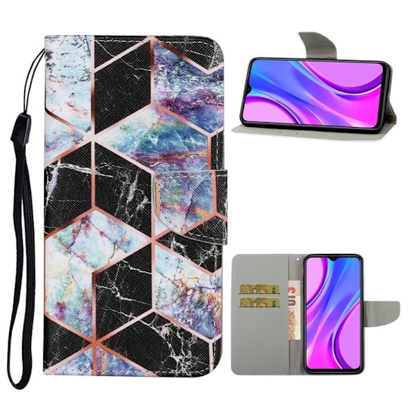 Wonderland Xiaomi Redmi 9C Flip etui - Black geometry Multicolor
