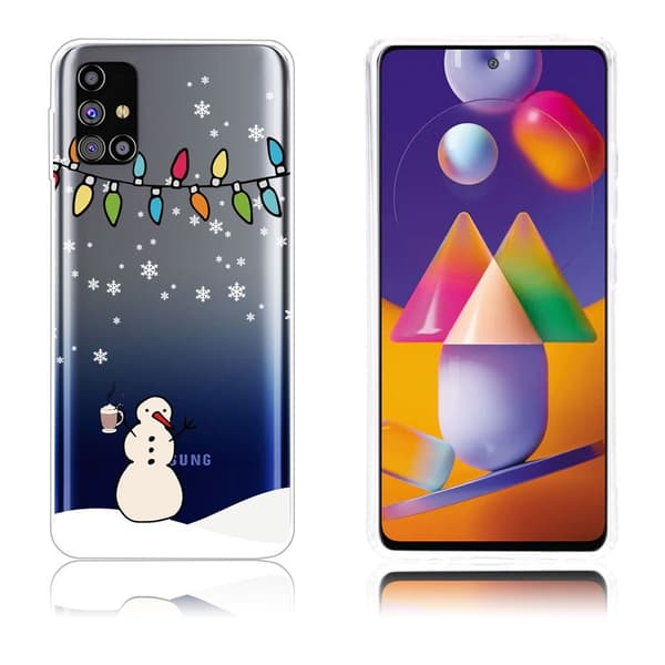 Juletaske til Samsung Galaxy M31s - Sne Og Snemand Transparent
