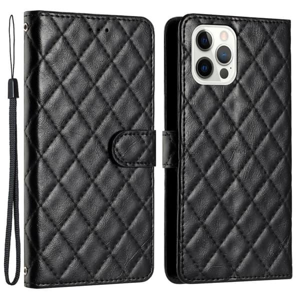 Funktionelt iPhone 16 Pro Max rombe etui med pung - Sort Black
