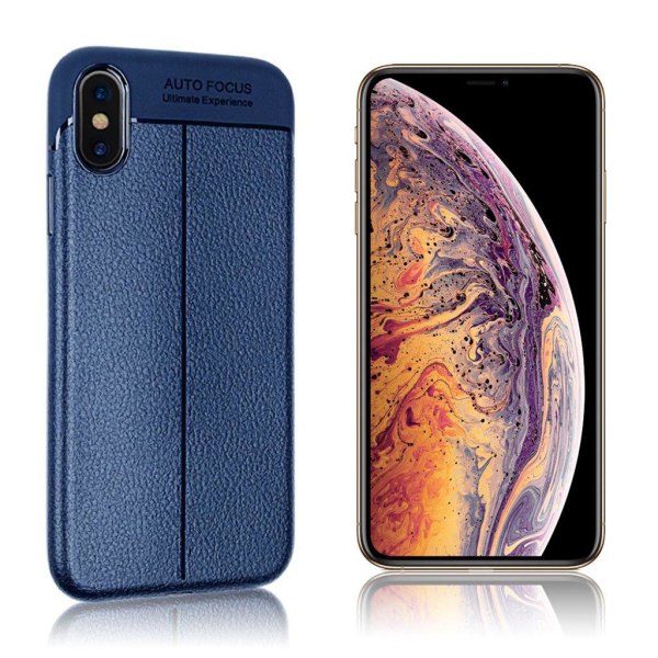 Litchi Grain Soft Flexible Back Shell iPhone XS Max 6,5 tommer - Blå Blue